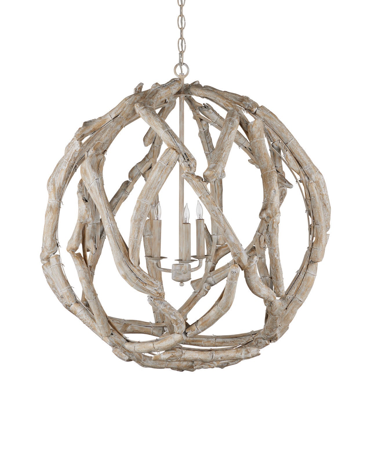 Driftwood Whitewash Orb Chandelier