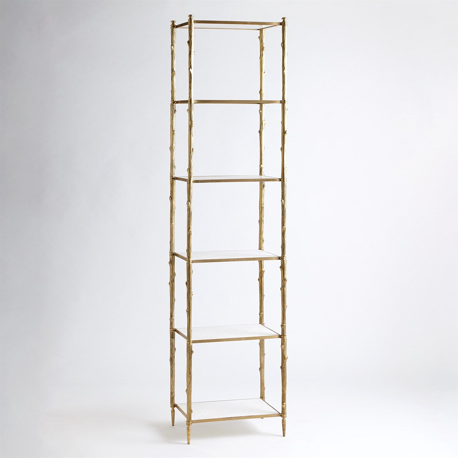 Arbor Etagere-Global Views-GVSA-8.82035-Bookcases & CabinetsBrass/White Marble-3-France and Son
