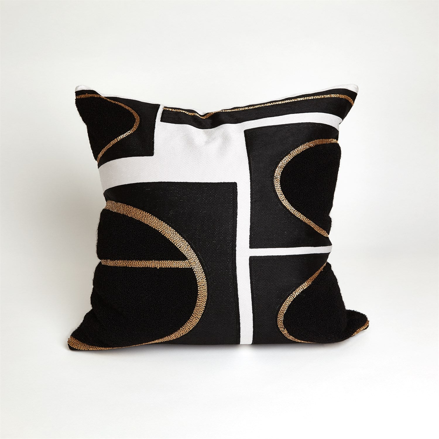 Brass Loop Pillow - Beige/Black-Global Views-GVSA-9.93378-Pillows-1-France and Son