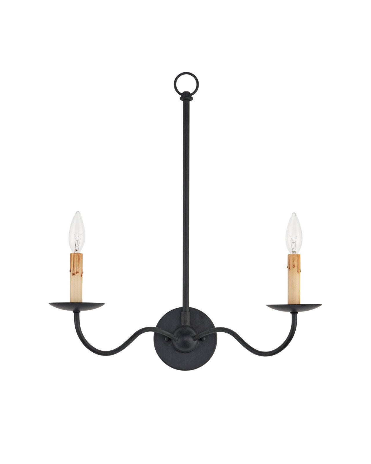 Saxon Double-Light Black Wall Sconce