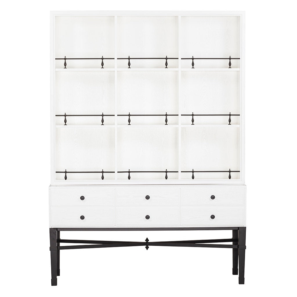 BD Collection For Fairfield Pamela Curio Cabinet - Soft White - Ash Solids and Veneers