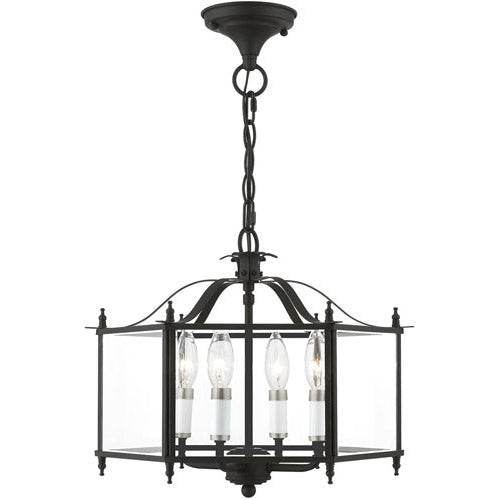 Livingston Convertible Pendant / Semi-Flush Black with Brushed Nickel Accents-Livex Lighting-LIVEX-4398-04-Pendants-1-France and Son