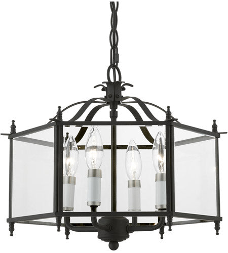 Livingston Convertible Pendant / Semi-Flush Black with Brushed Nickel Accents-Livex Lighting-LIVEX-4398-04-Pendants-2-France and Son