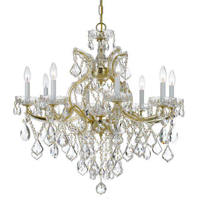 Maria Theresa 9 Light Clear Crystal Chrome Chandelier-Crystorama Lighting Company-CRYSTO-4409-GD-CL-MWP-ChandeliersGold-Clear Crystal-6-France and Son