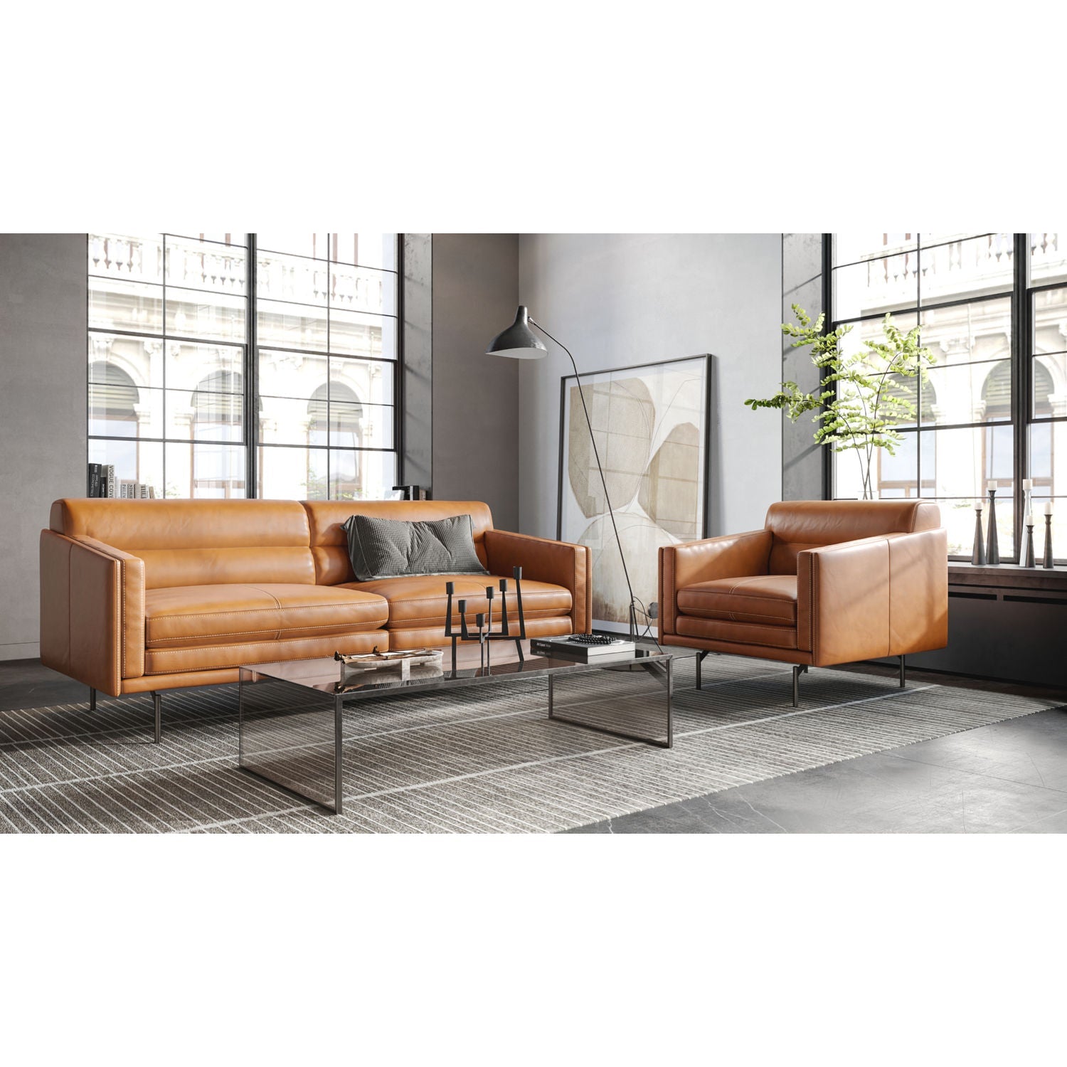 Castelle Full Leather Chair in Tan-Moroni Leather-MORONI-44201BS1961-Lounge Chairs-2-France and Son