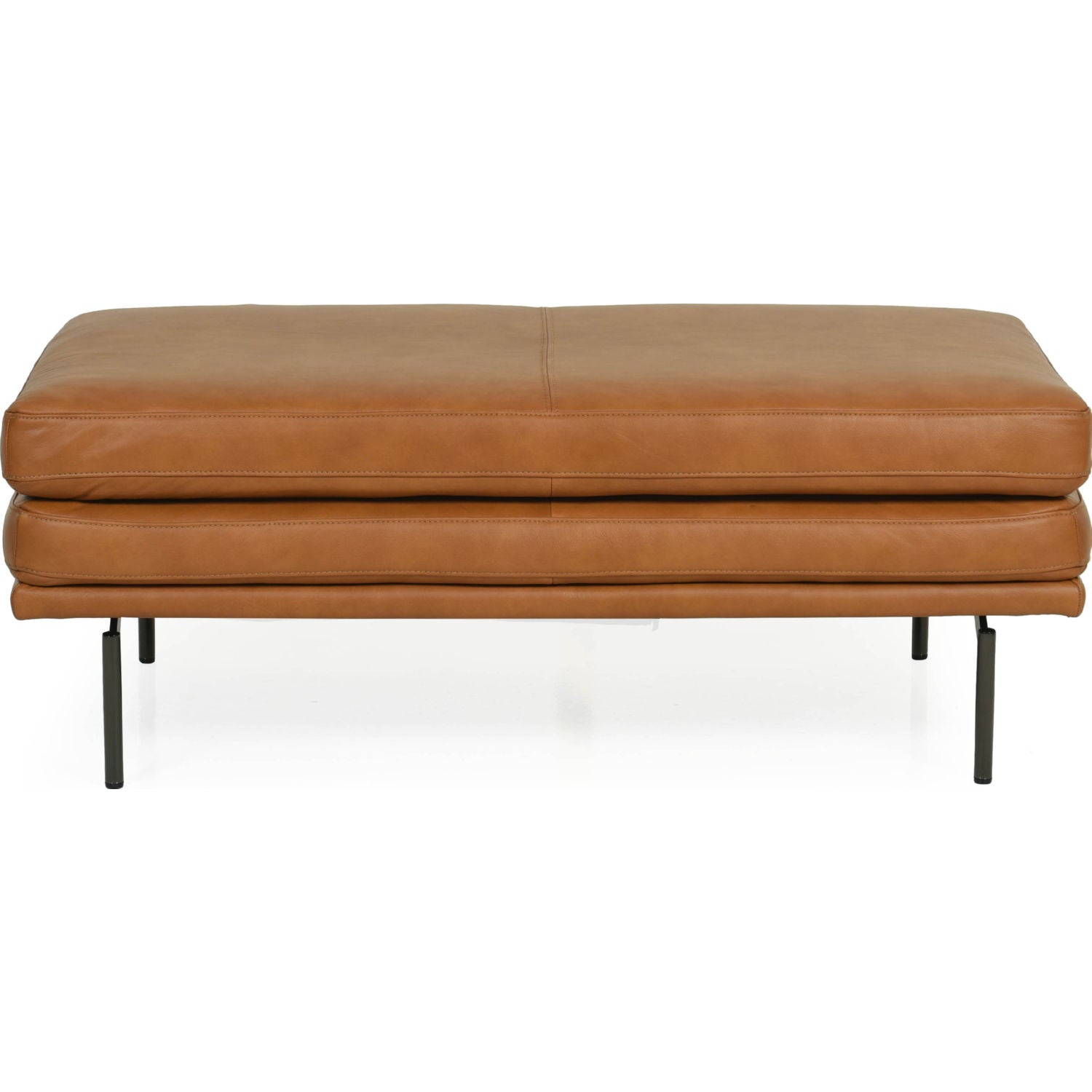 Castelle Full Leather Large Ottoman in Tan-Moroni Leather-MORONI-44246BS1961-Stools & Ottomans-1-France and Son