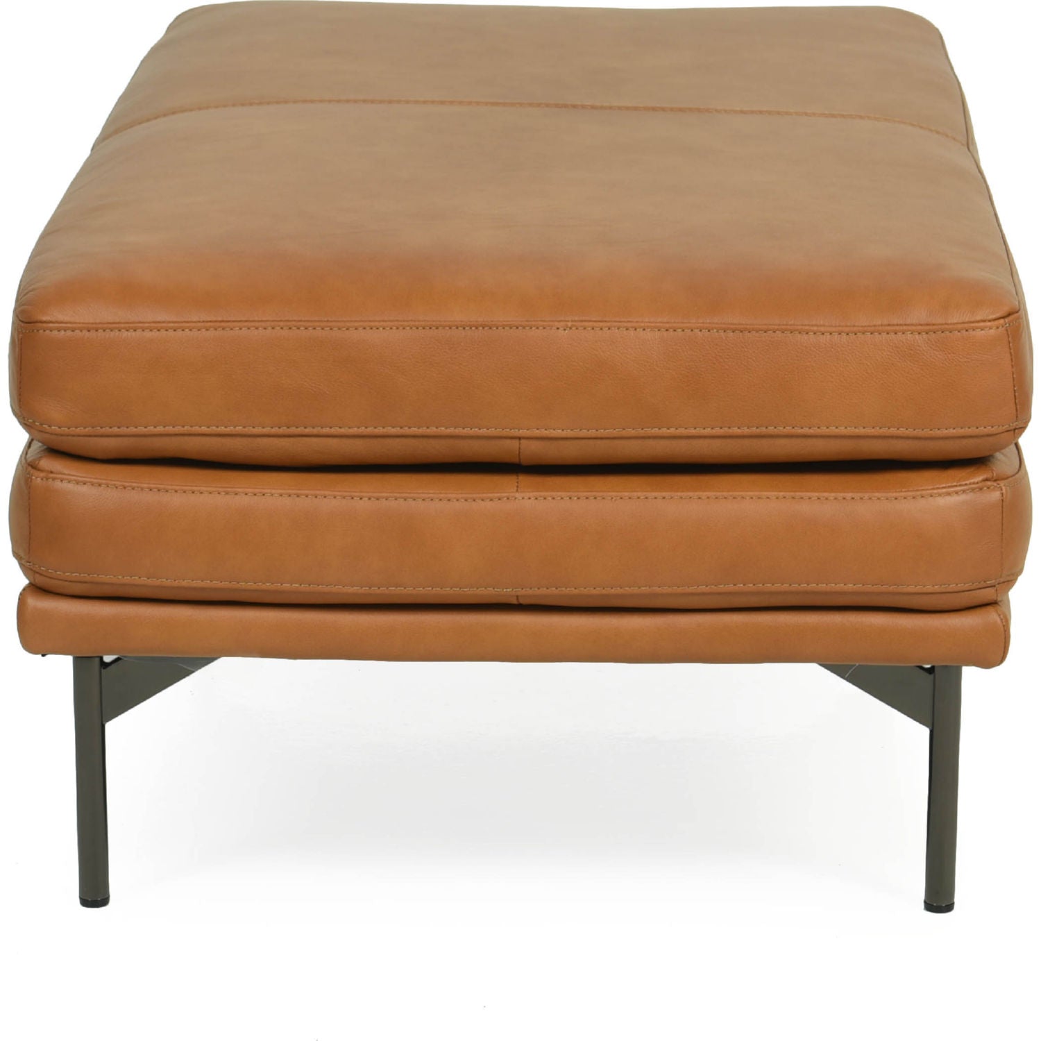 Castelle Full Leather Large Ottoman in Tan-Moroni Leather-MORONI-44246BS1961-Stools & Ottomans-2-France and Son