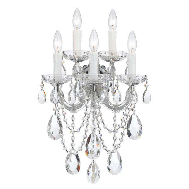 Maria Theresa 5 Light Sconce-Crystorama Lighting Company-CRYSTO-4425-CH-CL-MWP-Wall LightingChrome-Clear Crystal-1-France and Son