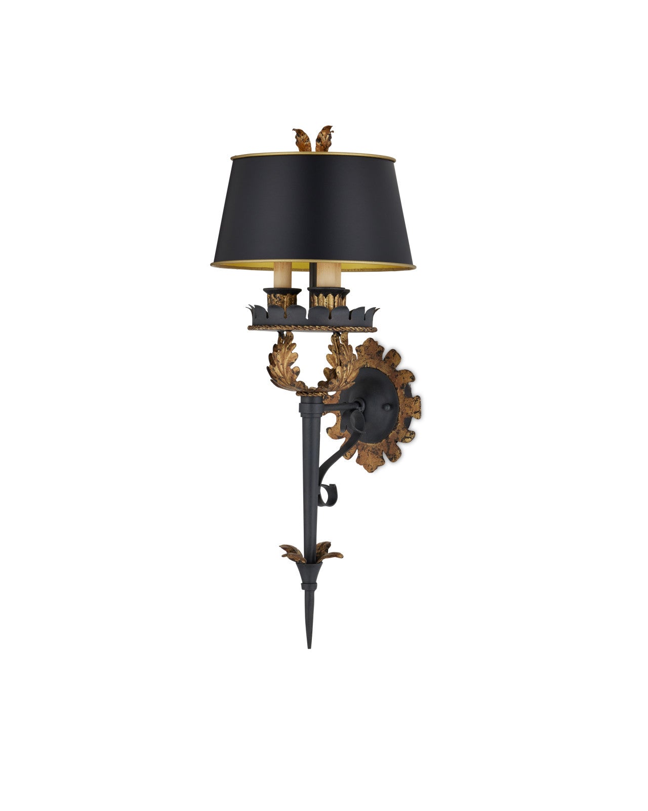 The Duke Gold Wall Sconce, Black Shade