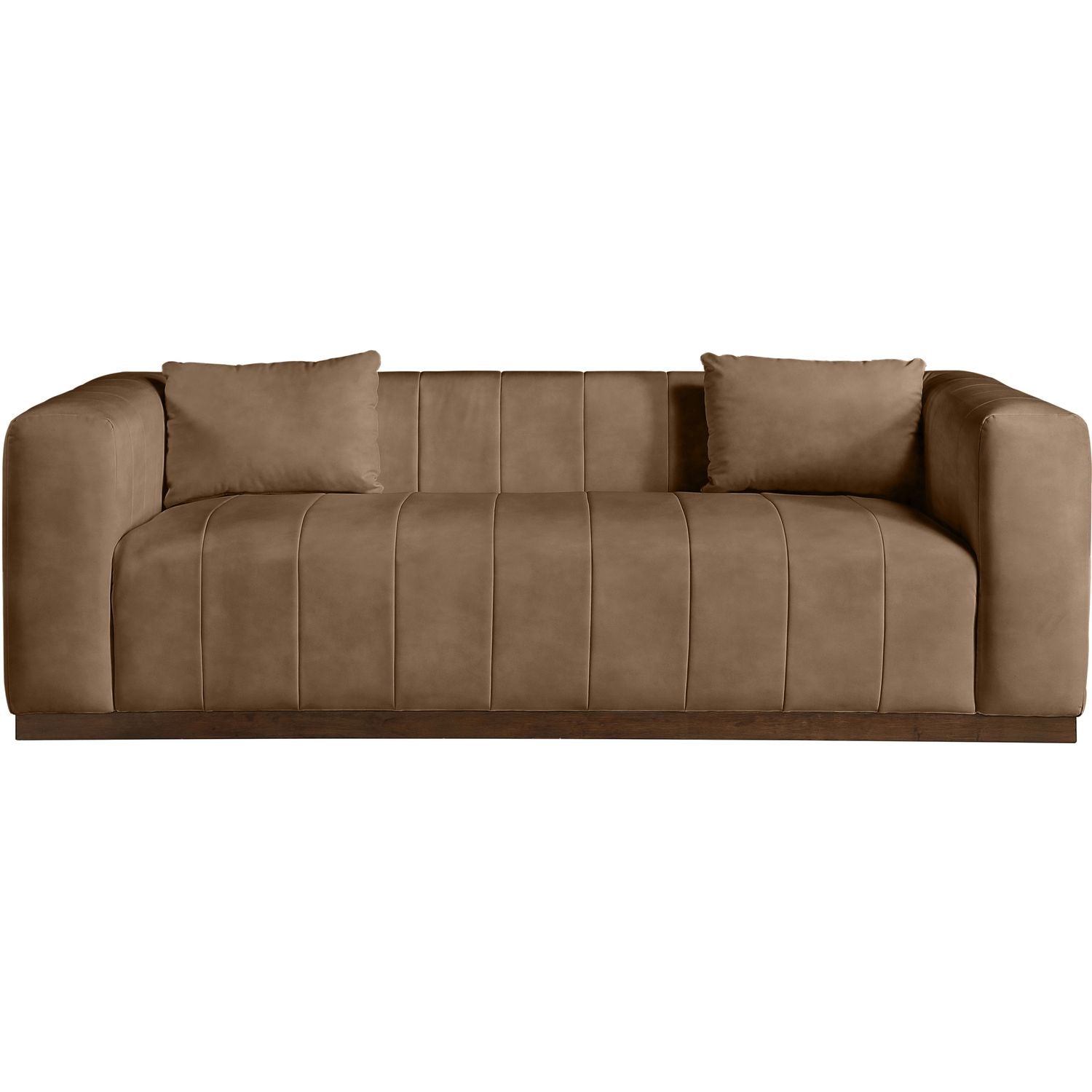 Miley 90.5" Vegan Leather Channel Tufted Sofa