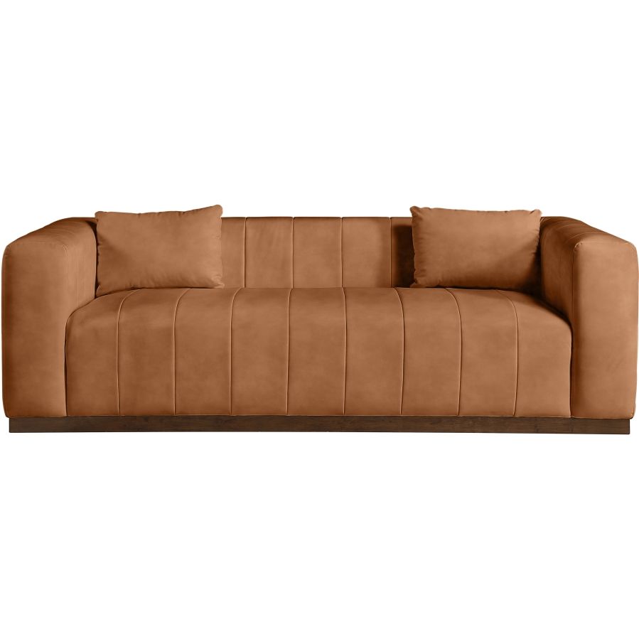 Miley 90.5" Vegan Leather Channel Tufted Sofa