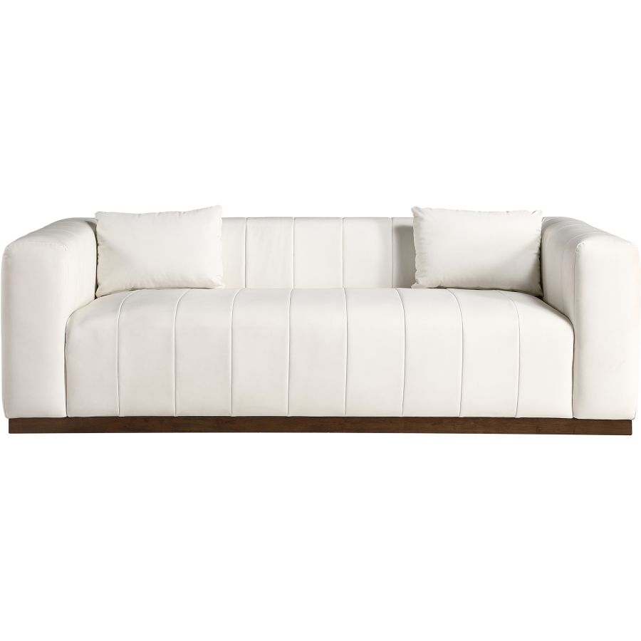 Miley 90.5" Vegan Leather Channel Tufted Sofa