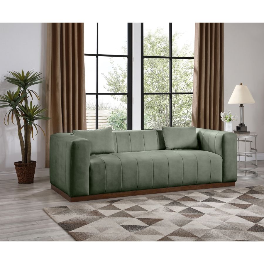 Miley 90.5" Vegan Leather Channel Tufted Sofa