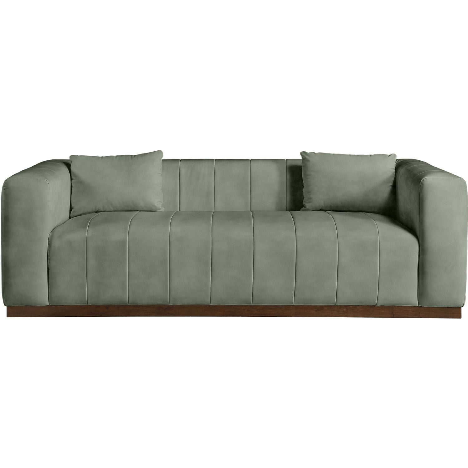 Miley 90.5" Vegan Leather Channel Tufted Sofa