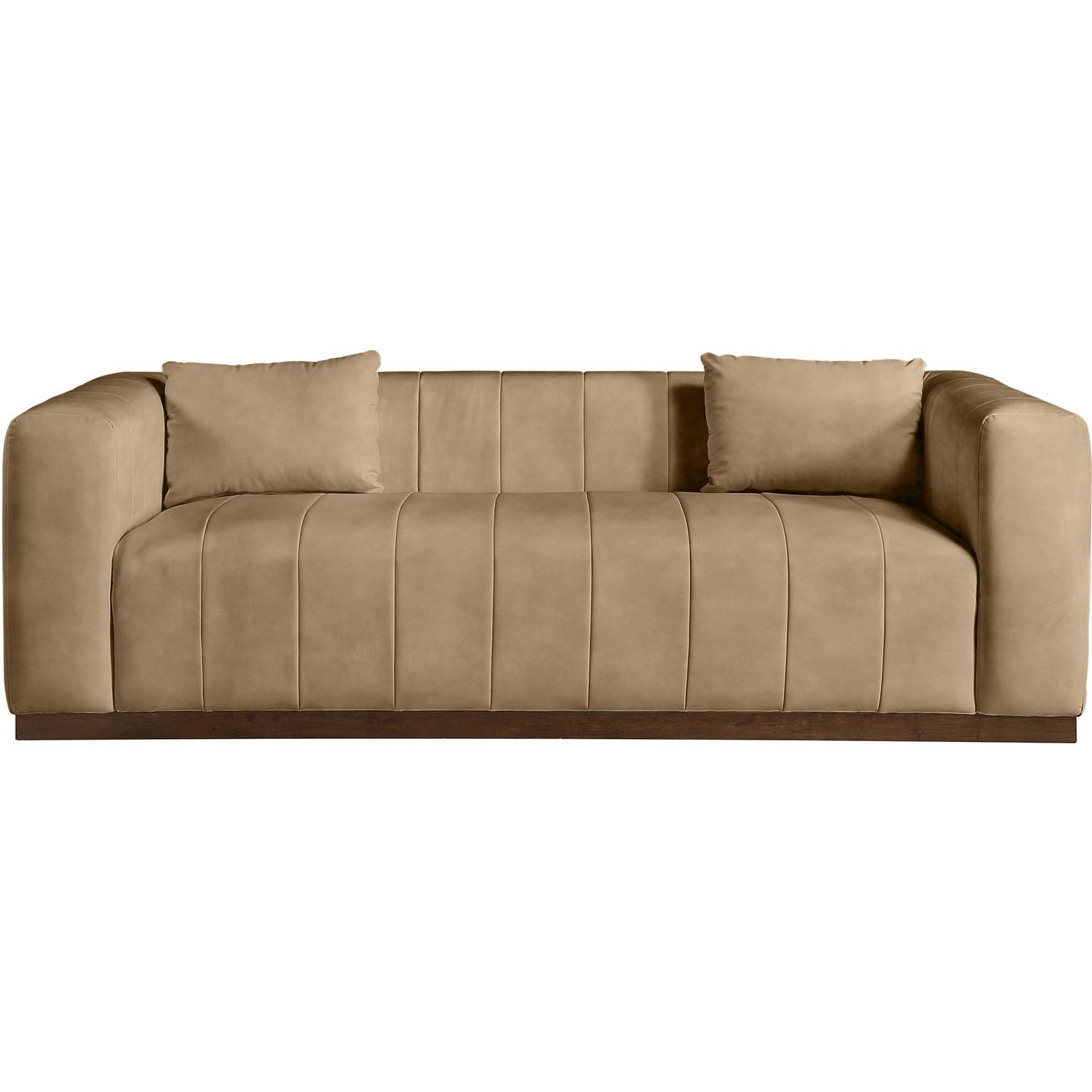 Miley 90.5" Vegan Leather Channel Tufted Sofa