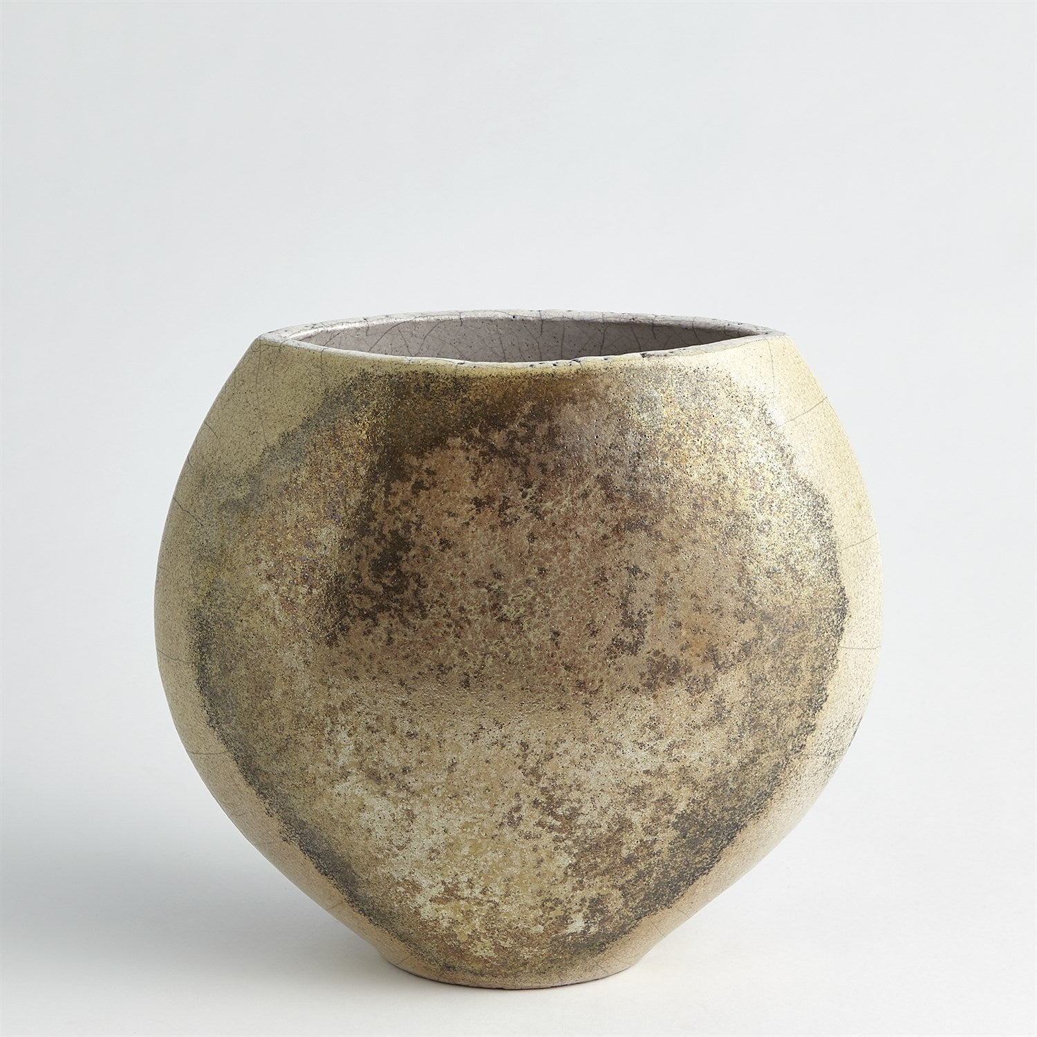 Golden Raku Collection-Global Views-GVSA-7.10423-DecorMedium-Flat Round Vase-3-France and Son