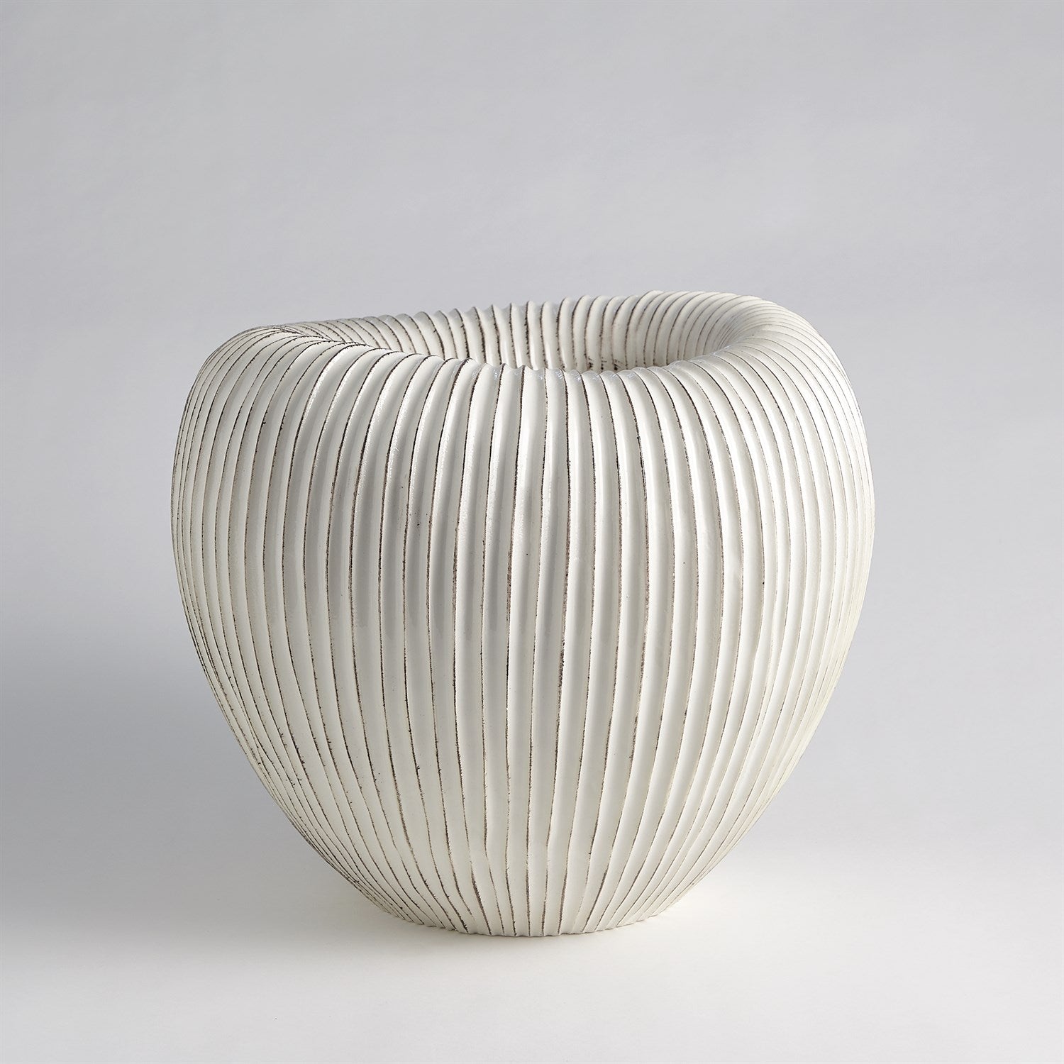 Baleen Cachepot - Ivory W/Brown Edges-Global Views-GVSA-7.30166-Vases-3-France and Son