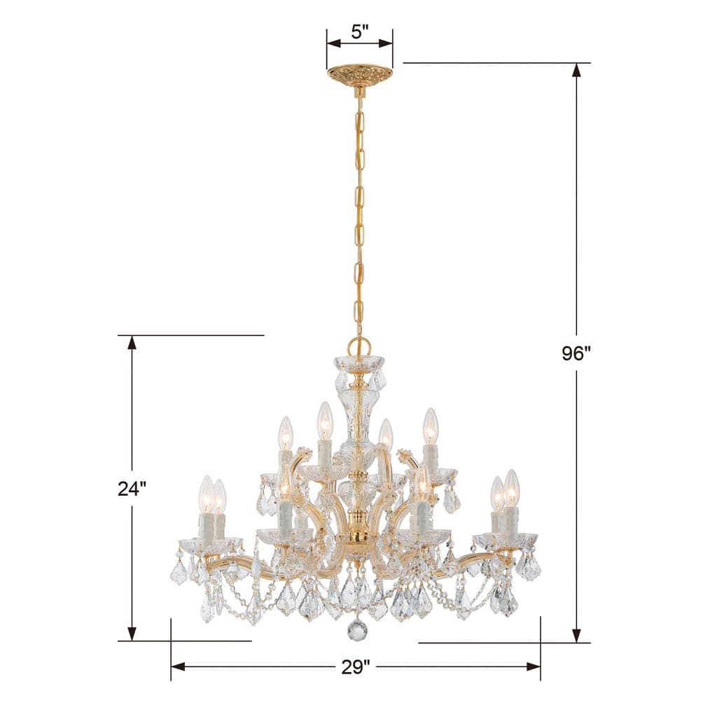 Maria Theresa 12 Light Crystal Chandelier-Crystorama Lighting Company-CRYSTO-4479-GD-CL-MWP-Chandeliers-5-France and Son