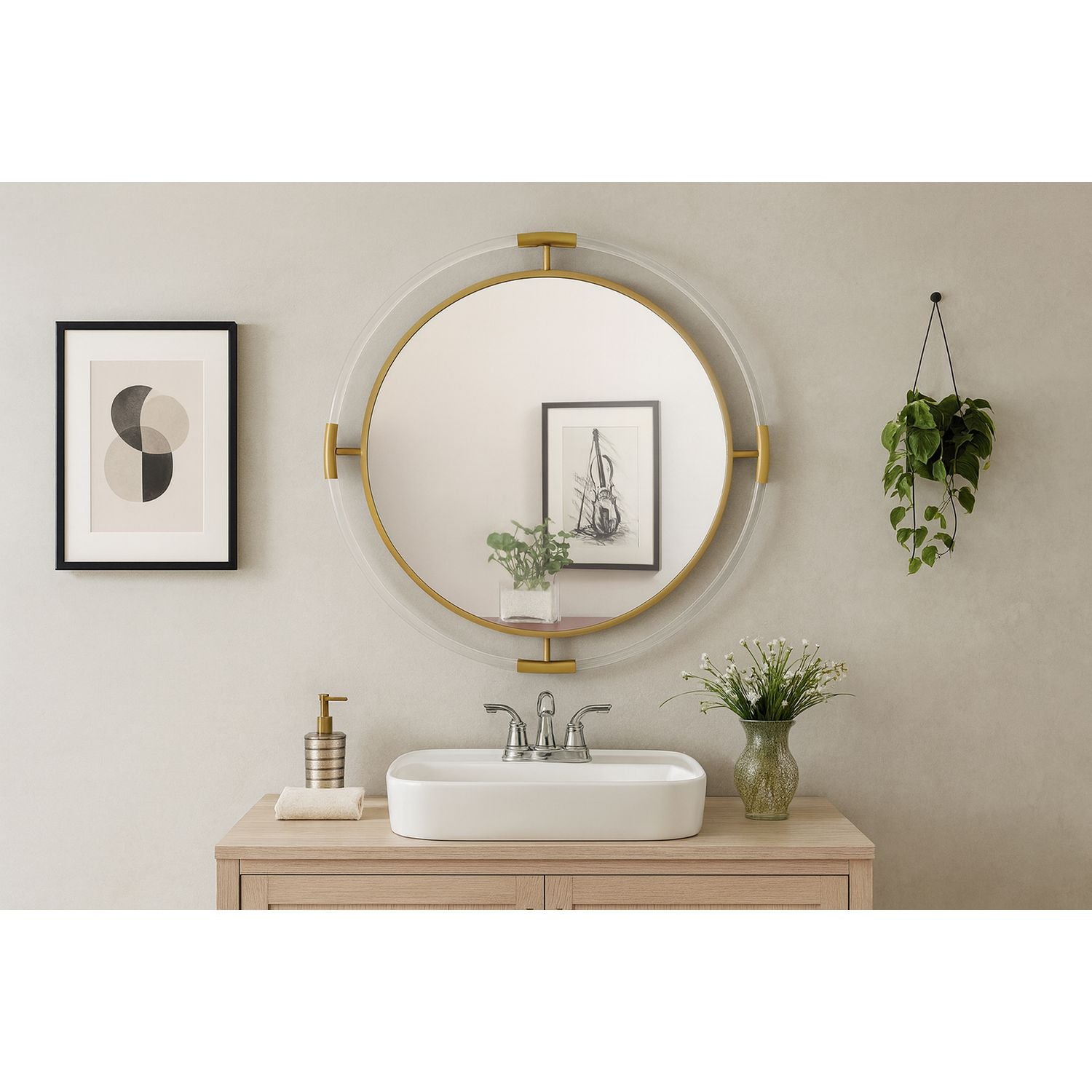 Ghost 34" Gold Acrylic And Metal Frame Mirror