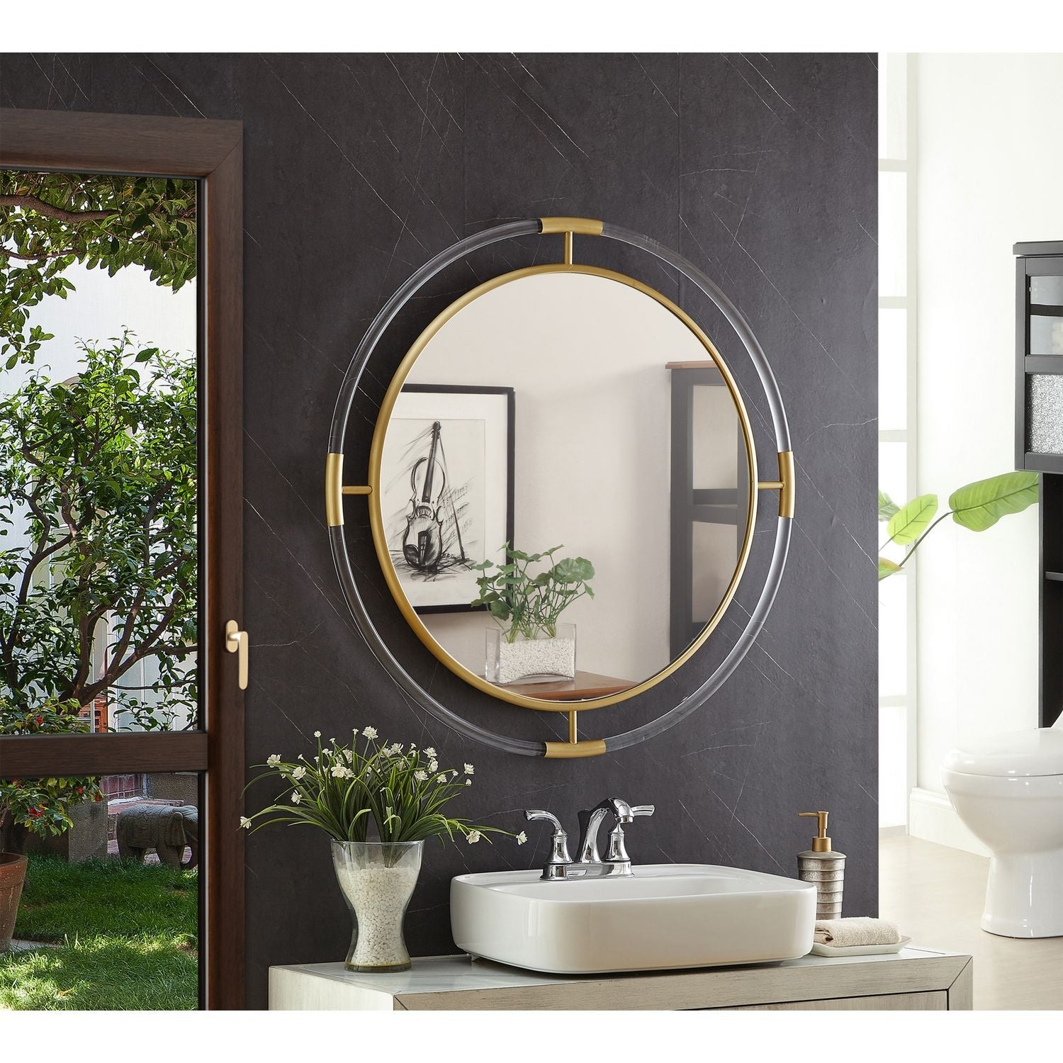 Ghost 34" Gold Acrylic And Metal Frame Mirror