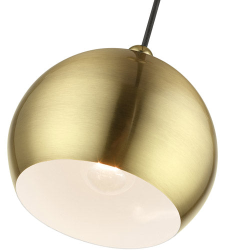 Stockton 1 Light 8 inch - Ceiling Light - Globe-Livex Lighting-LIVEX-45481-01-PendantsAntique Brass Steel Shade with Shiny White Inside-2-France and Son