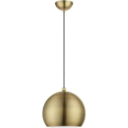 Stockton 1 Light 12 inch Pendant Ceiling Light, Globe-Livex Lighting-LIVEX-45482-01-PendantsAntique Brass with Polished Brass Accents-1-France and Son