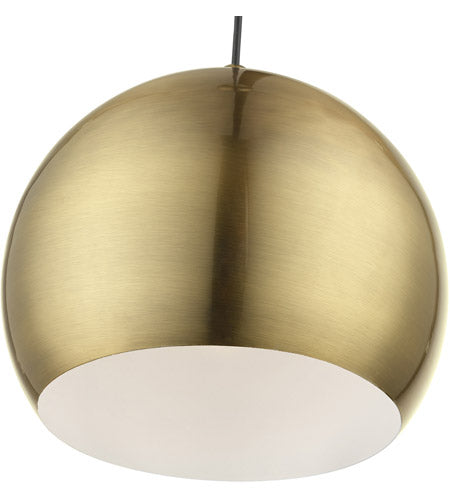 Stockton 1 Light 12 inch Pendant Ceiling Light, Globe-Livex Lighting-LIVEX-45482-01-PendantsAntique Brass with Polished Brass Accents-5-France and Son