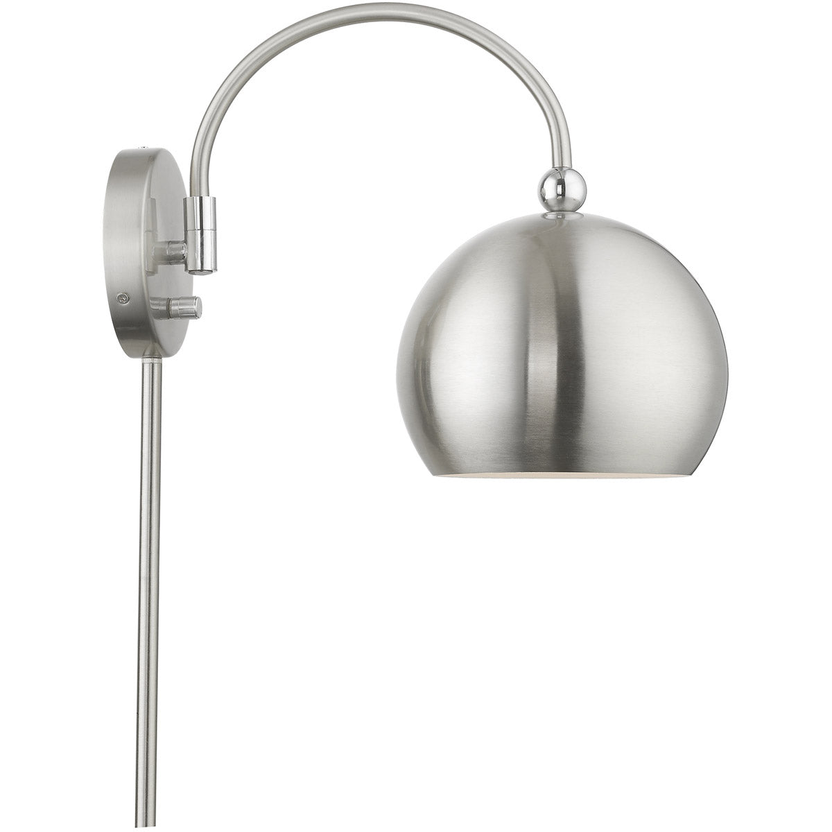 Stockton Swing Arm Wall Lamp Wall Light-Livex Lighting-LIVEX-45489-91-Wall LightingBrushed Nickel Steel Shade with Shiny White Inside-1-France and Son