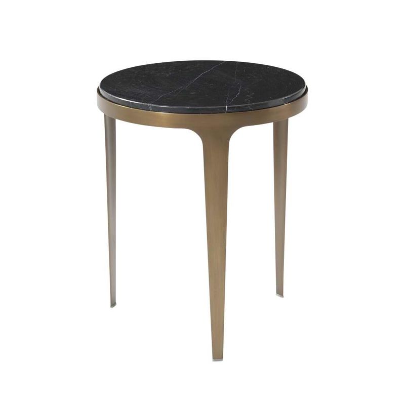 Gennaro Accent Table-Theodore Alexander-THEO-5012-055-Side TablesWhite veined Black Marble Top-1-France and Son