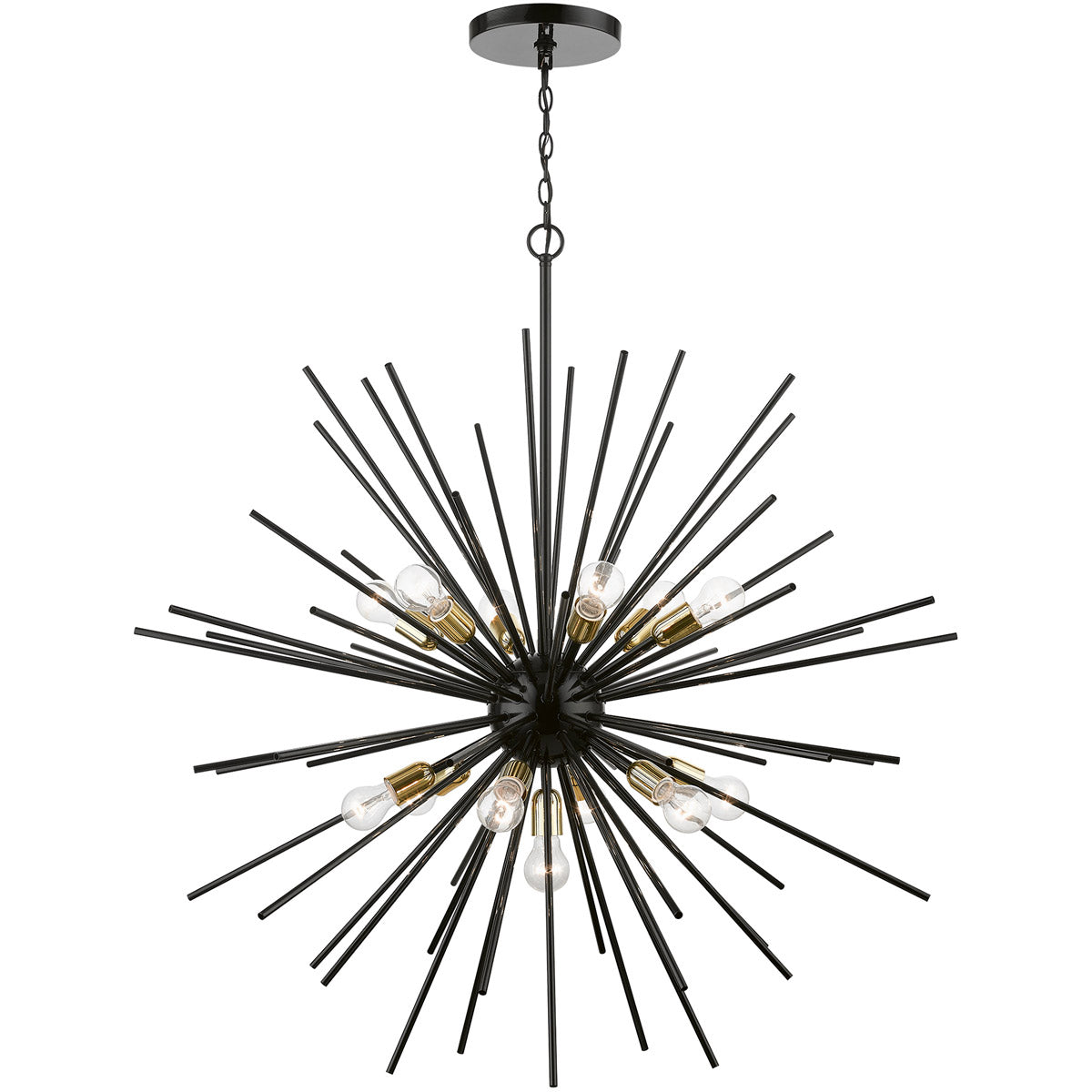 Tribeca Extra Large Foyer Chandelier Shiny Black with Polished Brass Accents-Livex Lighting-LIVEX-46177-68-Chandeliers-1-France and Son
