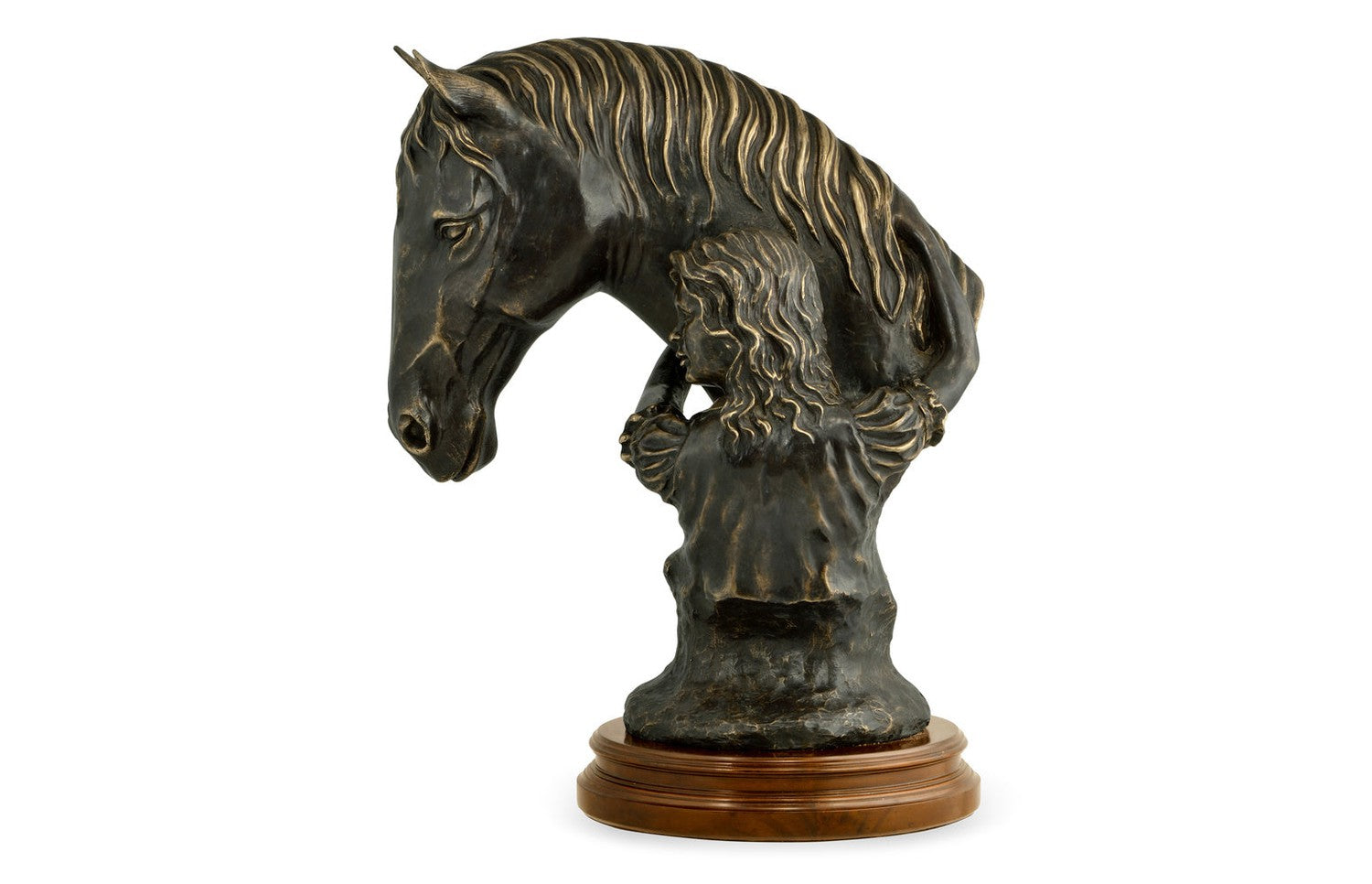 Antique Dark Bronze Young Girl & Her Horse-Jonathan Charles-JCHARLES-495845-DBR-Decorative Objects-3-France and Son