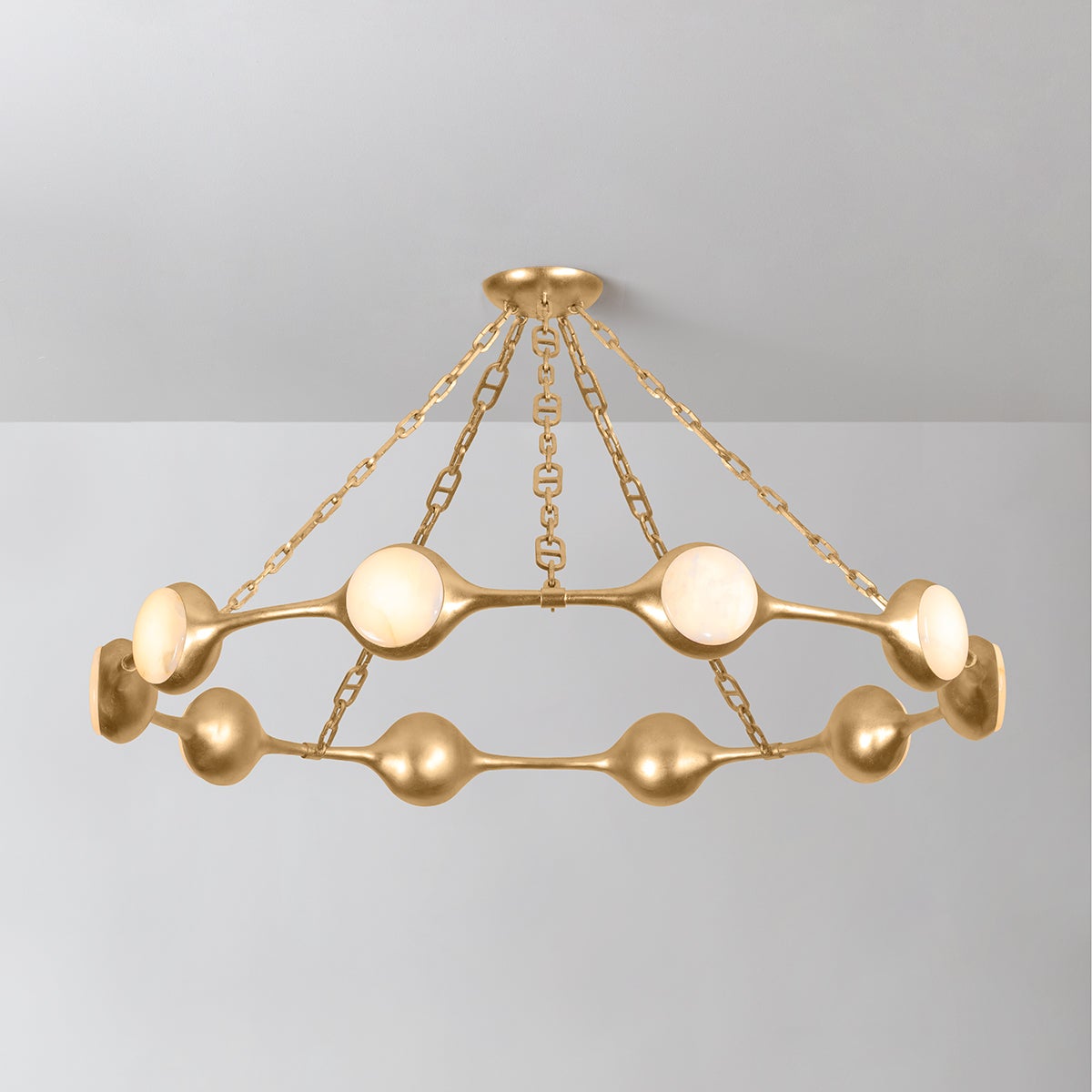 Riviere Chandelier - Vintage Gold Leaf 10 Lights