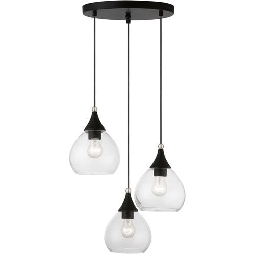 Catania Multi Pendant Black with Brushed Nickel Accents-Livex Lighting-LIVEX-46503-04-Pendants-1-France and Son
