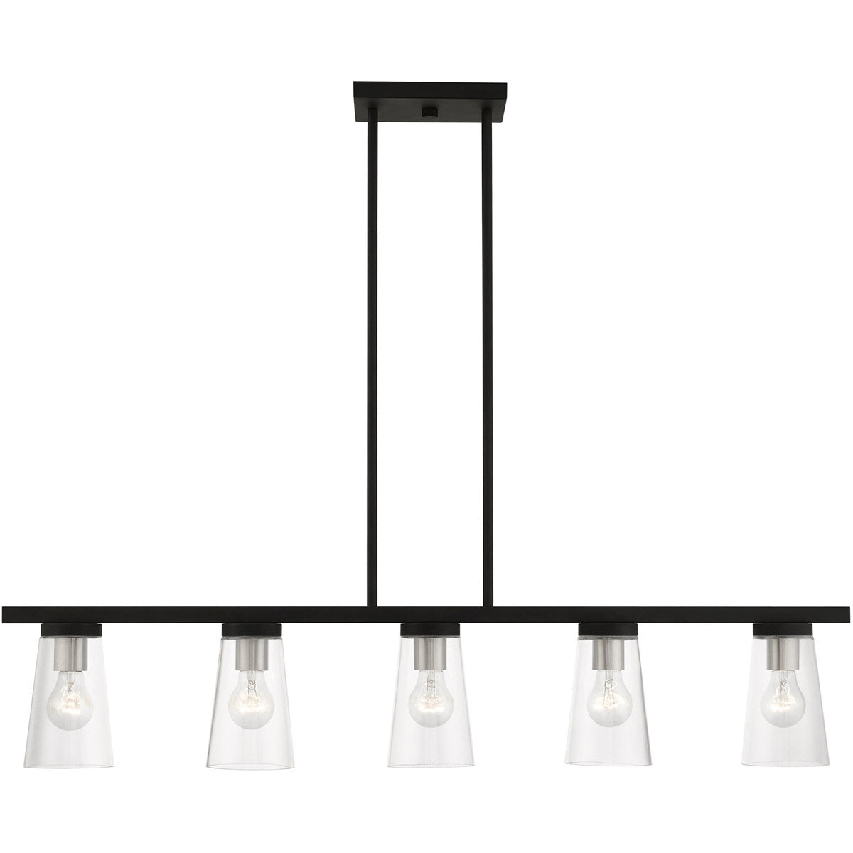Cityview 5 Light 40 inch Linear Chandelier-Livex Lighting-LIVEX-46715-04-ChandeliersBlack with Brushed Nickel Accents-5-France and Son