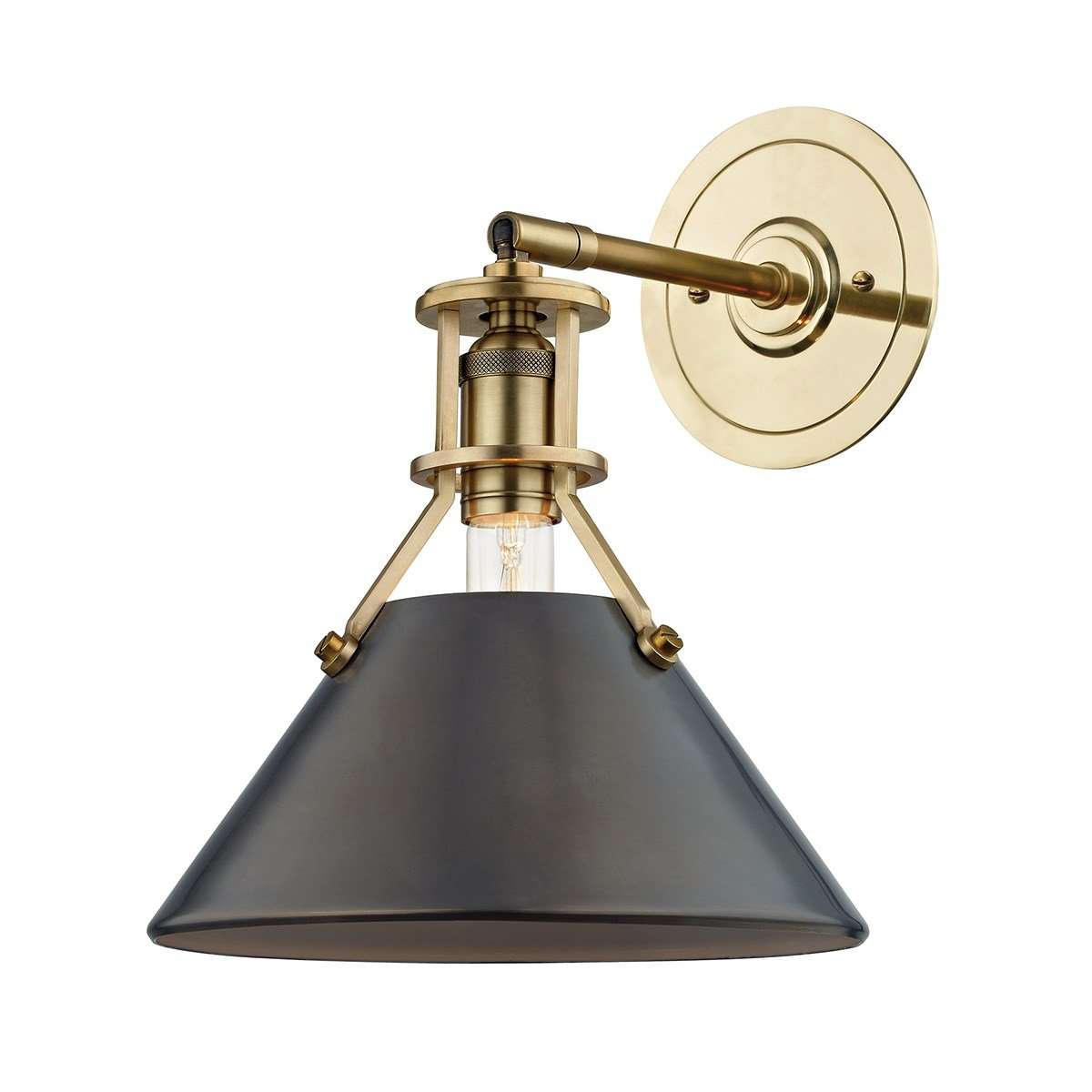 Metal No.2 1 Light Wall Sconce-Hudson Valley-HVL-MDS950-ADB-Wall LightingBlack-1-France and Son