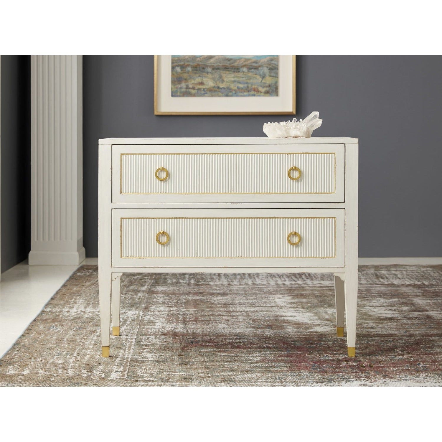 Swedish Reeeded Two Drawer Chest-Modern History-MODERN-MH888F02-Dressers-1-France and Son