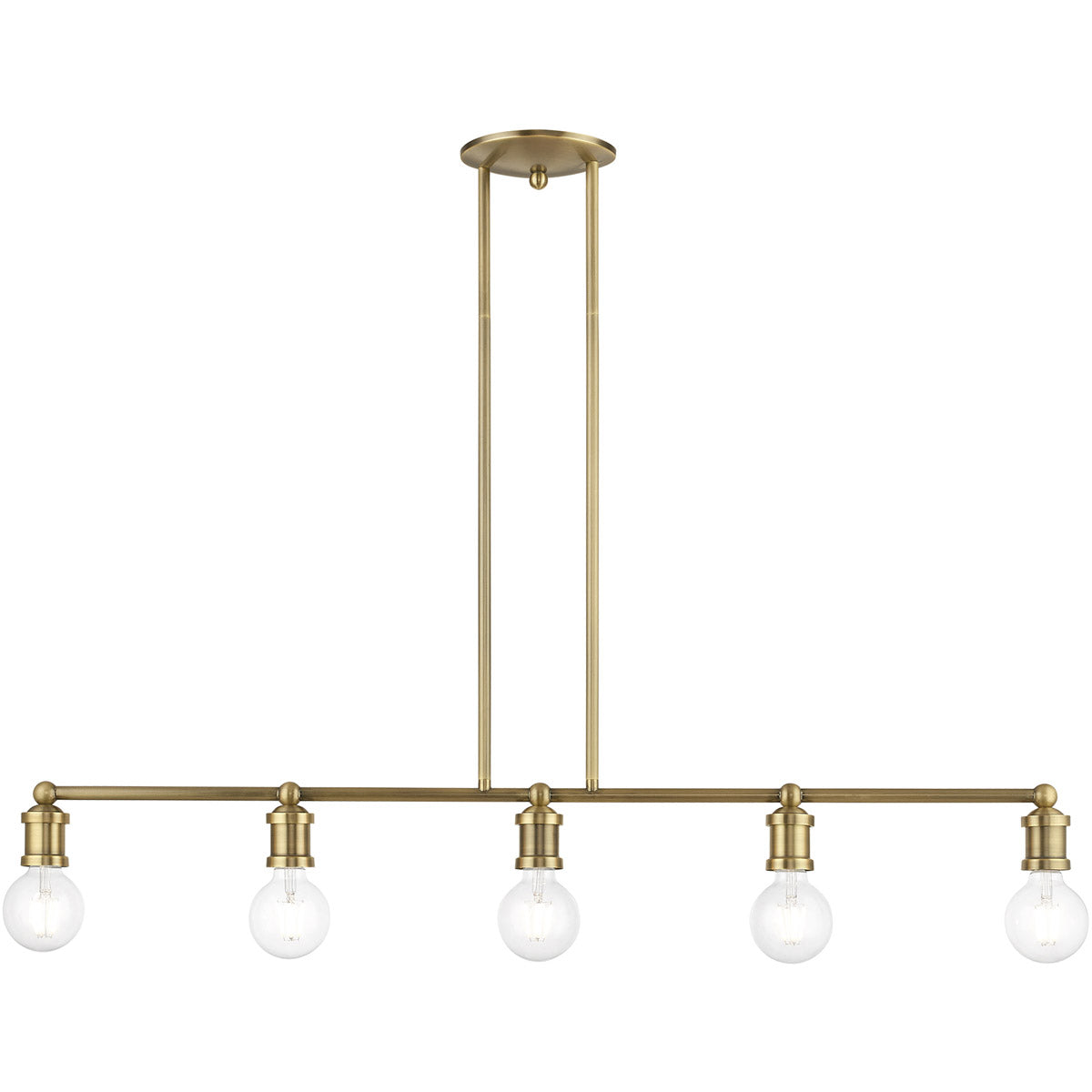 Lansdale 5 Light 40 inch Linear Chandelier-Livex Lighting-LIVEX-47165-01-ChandeliersAntique Brass-5-France and Son