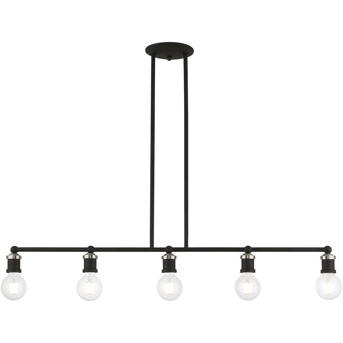 Lansdale 5 Light 40 inch Linear Chandelier-Livex Lighting-LIVEX-47165-04-ChandeliersBlack with Brushed Nickel Accents-7-France and Son