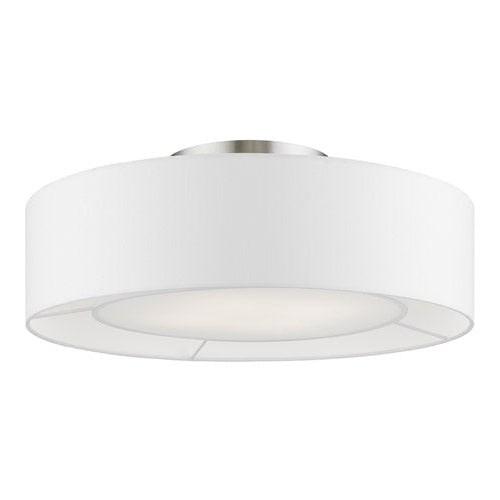 Gilmore Semi-Flush Brushed Nickel with Shiny White Accents-Livex Lighting-LIVEX-47174-91-Flush Mounts-1-France and Son