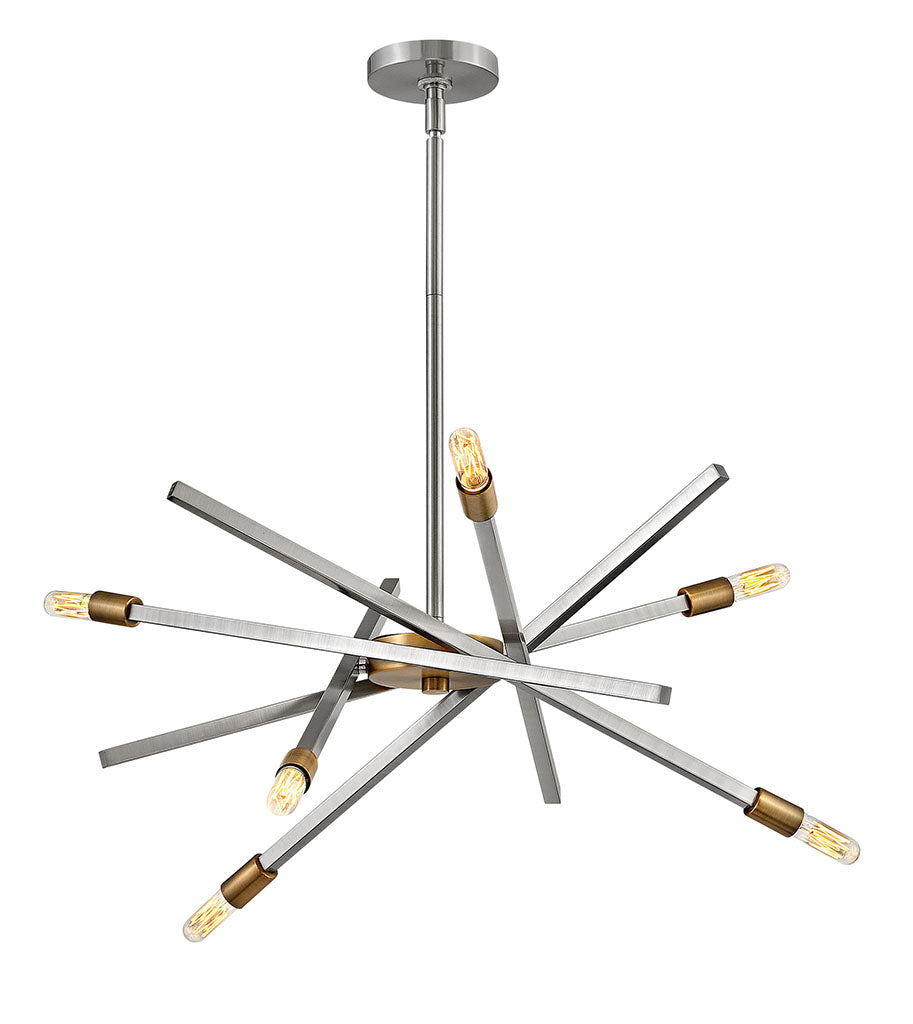 Chandelier Archer Medium Single Tier-Hinkley Lighting-HINKLEY-4765BN-Outdoor ChandeliersBrushed Nickel-2-France and Son