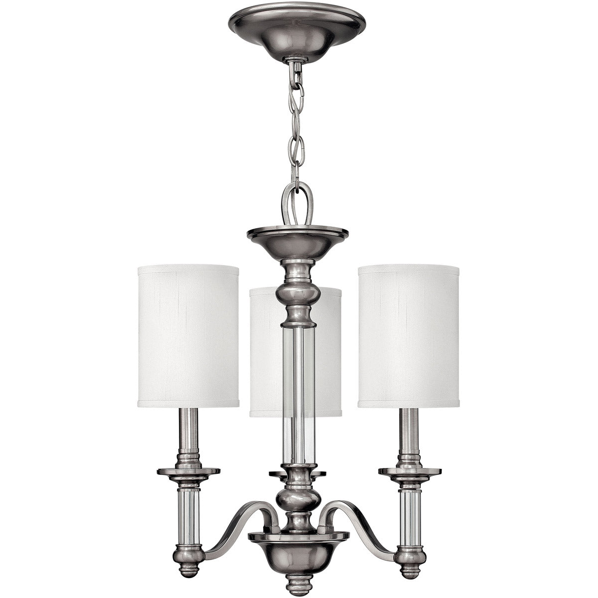 Sussex Chandelier Ceiling Light-Hinkley Lighting-HINKLEY-4795BN-Chandeliers5 Tier-Brushed Nickel / White Fabric Hardback-1-France and Son