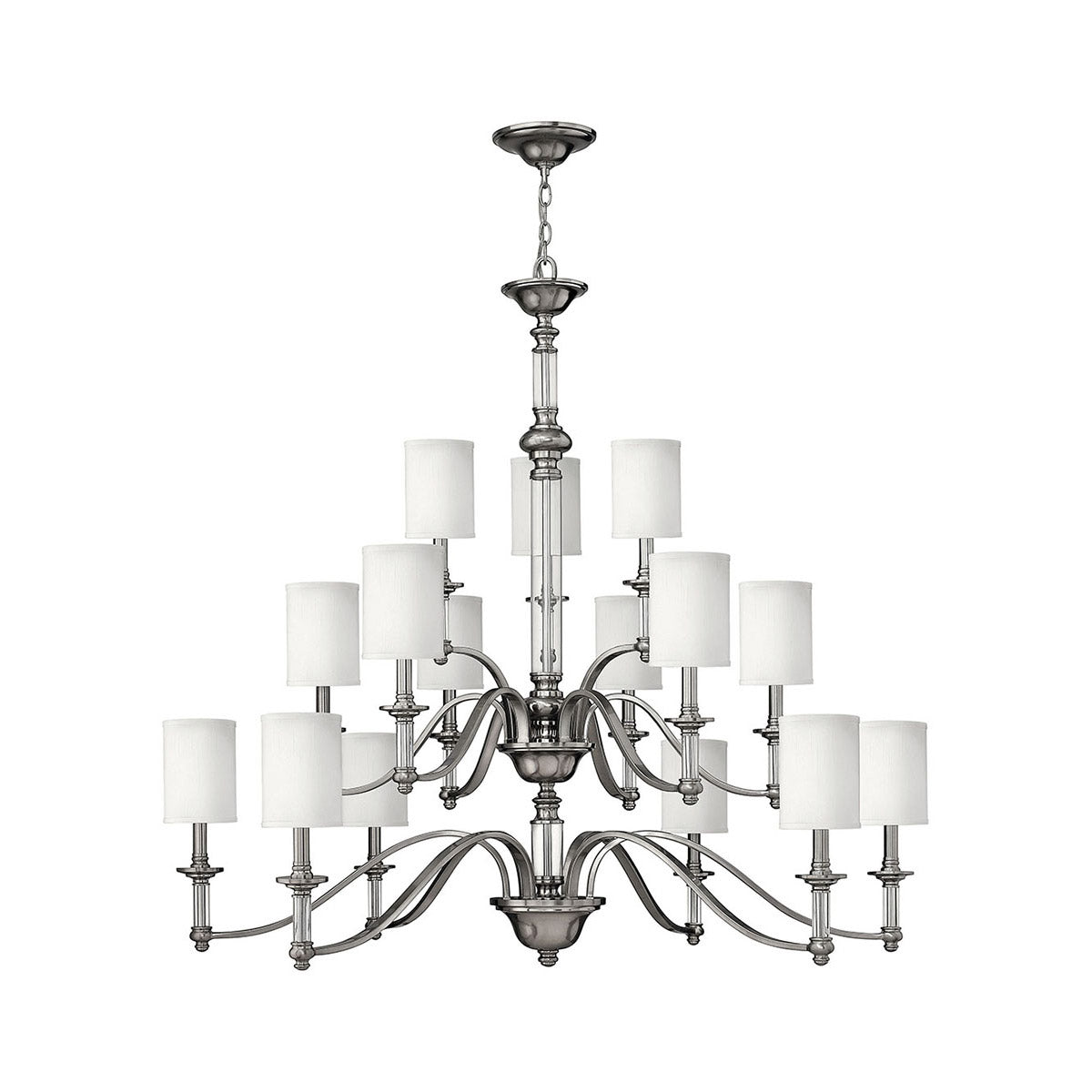 Sussex Chandelier Ceiling Light-Hinkley Lighting-HINKLEY-4799BN-Chandeliers15 Tier-Brushed Nickel / White Fabric Hardback-9-France and Son