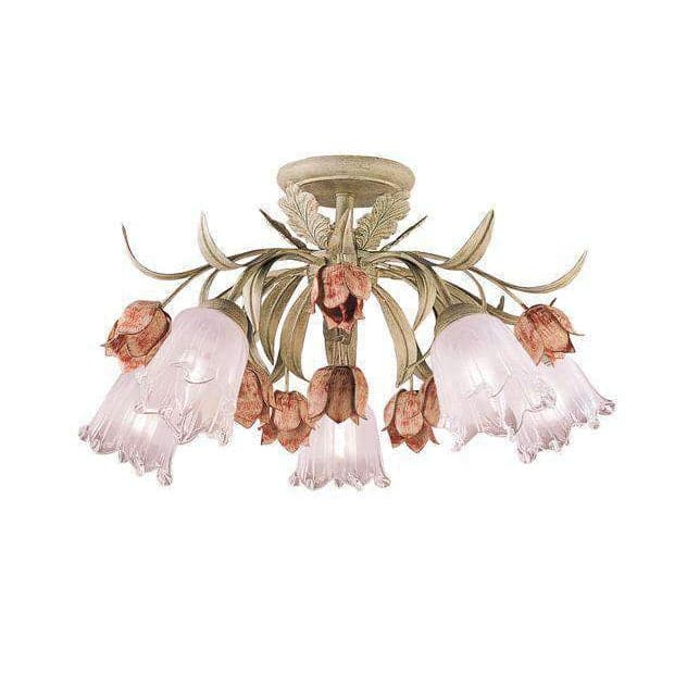 Southport 5 Light Sage Rose Floral Semi-Flush-Crystorama Lighting Company-CRYSTO-4800-SR-Flush Mounts-1-France and Son