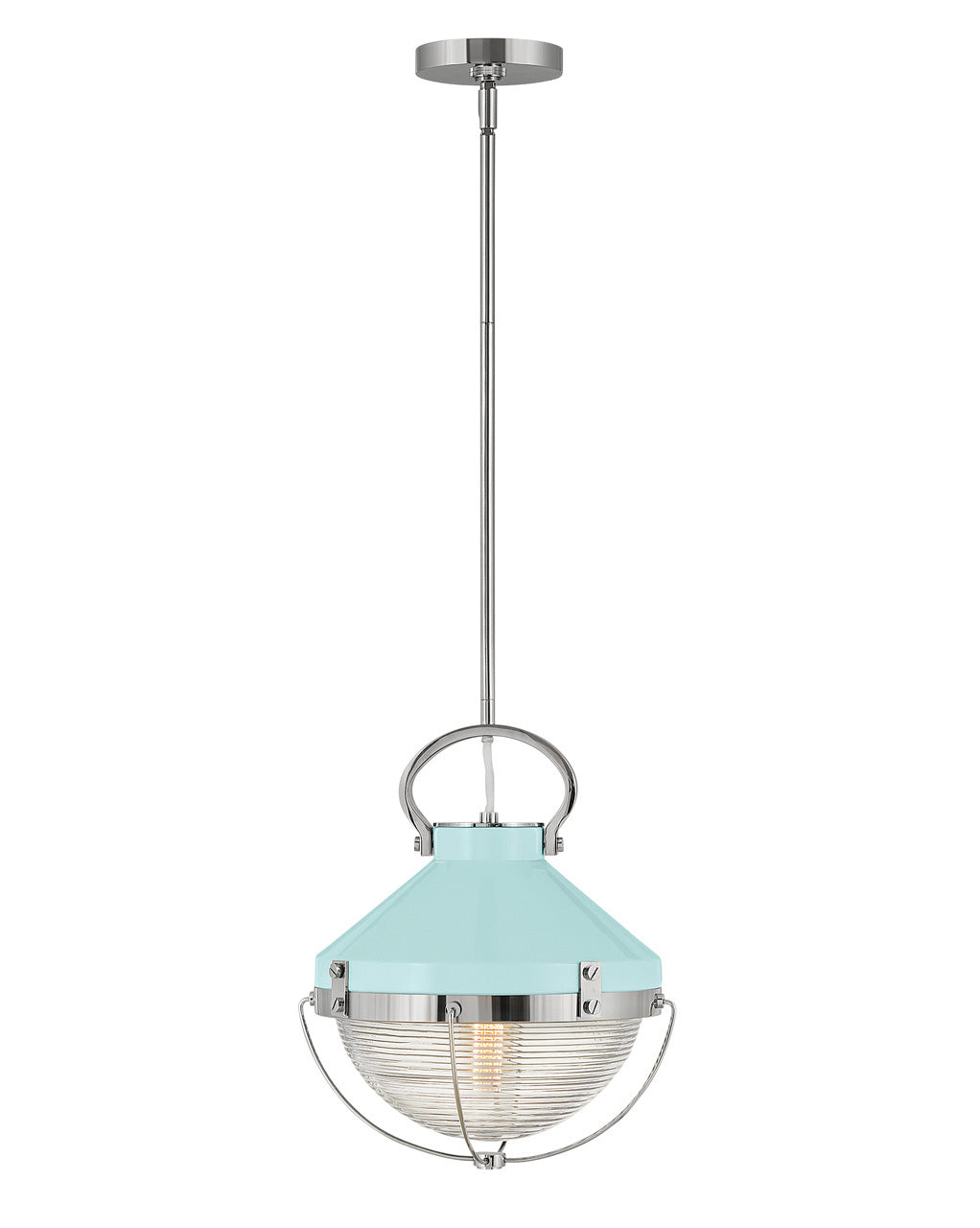 Crew Small Pendant-Hinkley Lighting-HINKLEY-4847PN-REB-PendantsPolished Nickel with Robin's-Egg Blue-2-France and Son