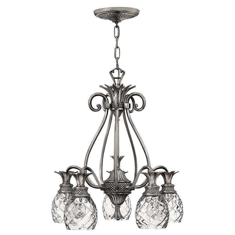 Plantation Chandelier Polished Antique Nickel-Hinkley Lighting-HINKLEY-4885PL-Chandeliers-1-France and Son