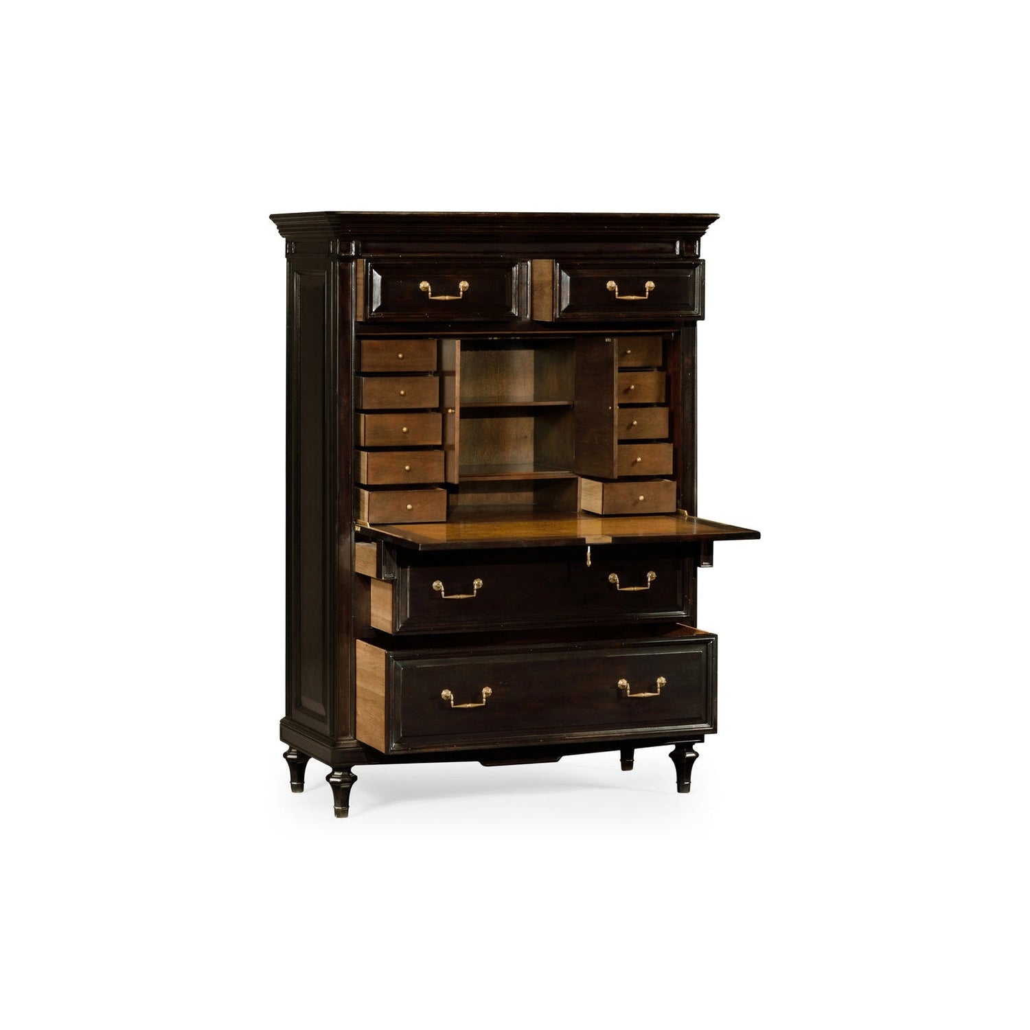 Directoire Style Ebonised Escritoire-Jonathan Charles-JCHARLES-494058-EBF-Media Storage / TV Stands-3-France and Son