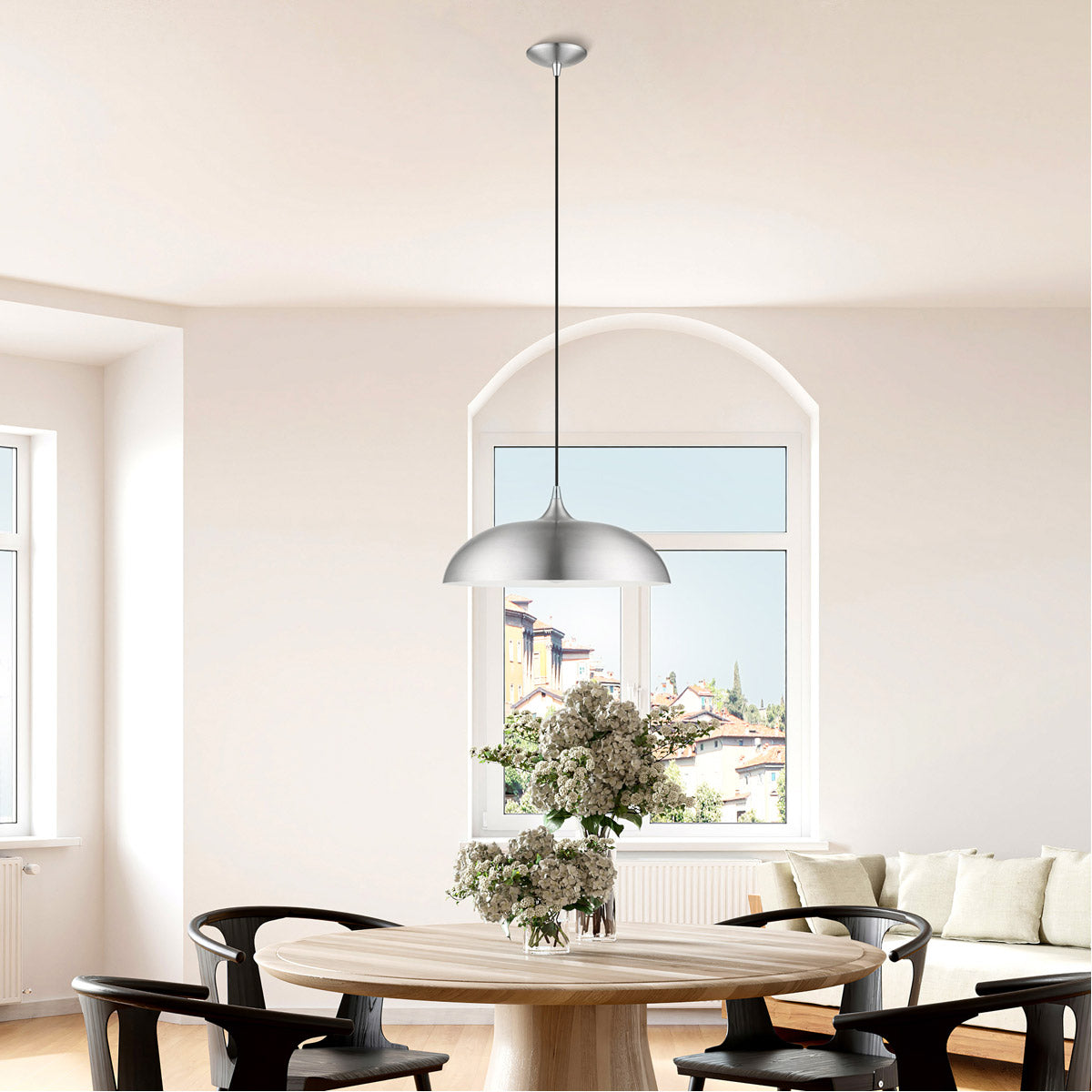 Amador 1 Light 18 inch - Pendant Ceiling Light-Livex Lighting-LIVEX-49233-66-PendantsBrushed Aluminum with Polished Chrome Accents-2-France and Son