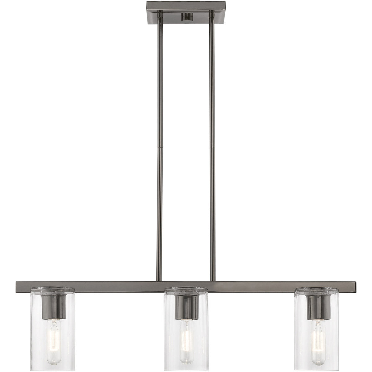 Clarion 3 Light 30 inch Linear Chandelier-Livex Lighting-LIVEX-49273-46-ChandeliersBlack Chrome-3-France and Son
