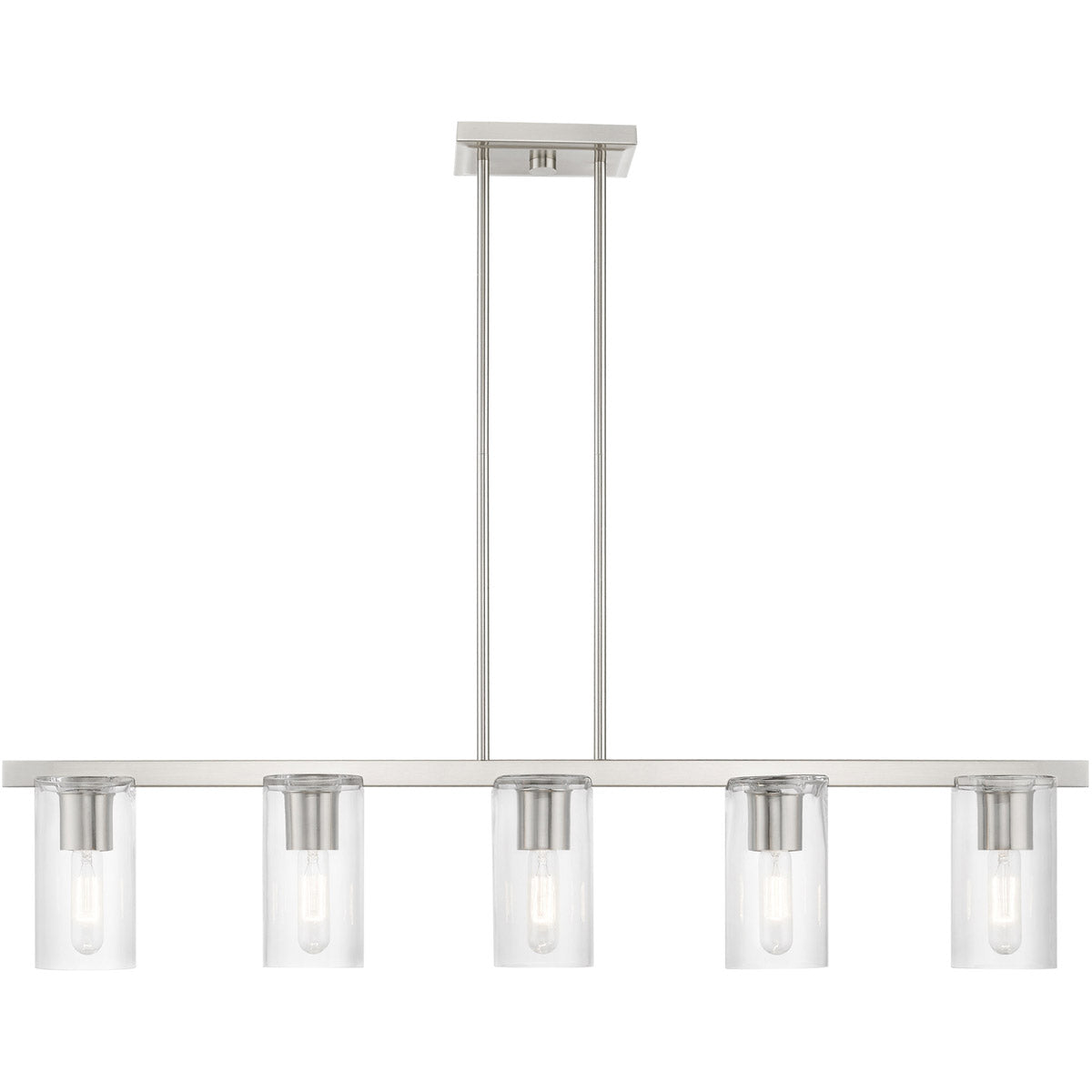 Clarion 42 Inch 5 Light Linear Suspension Light-Livex Lighting-LIVEX-49275-91-ChandeliersBrushed Nickel-7-France and Son