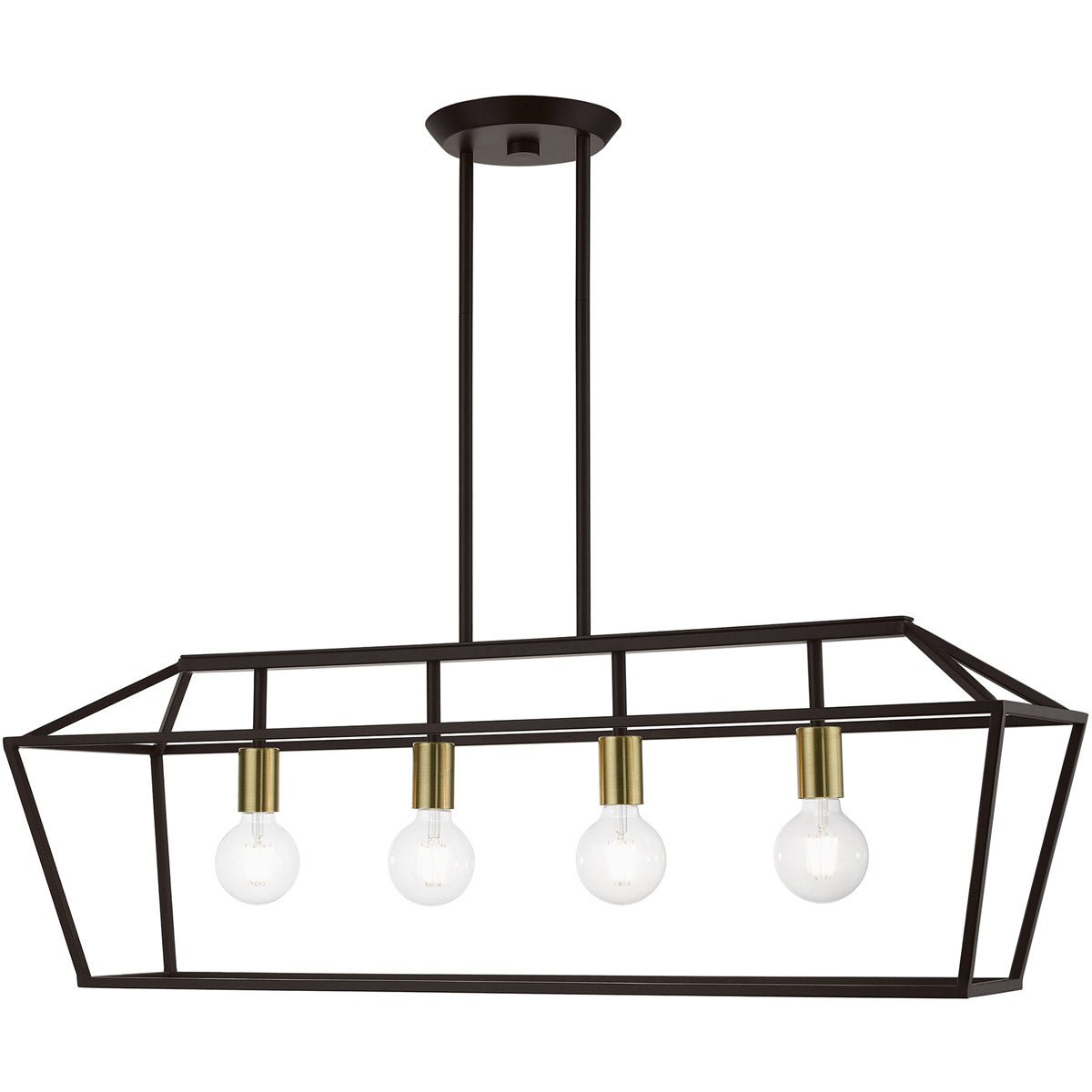 Devone 4 Light 38 inch Linear Chandelier-Livex Lighting-LIVEX-48786-12-ChandeliersBronze with Antique Brass Accents-1-France and Son